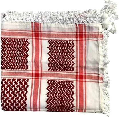 Palestine Red Shemagh Headscarf – Traditional Arabic Desert Scarf for Men, 100% Cotton Keffiyeh (Red)