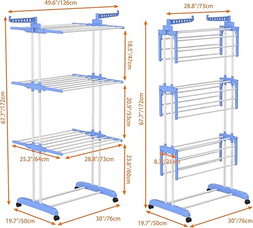 4 Tier 67'' Clothes Drying Rack Rotation Folding Laundry Hanger Organizer Stand