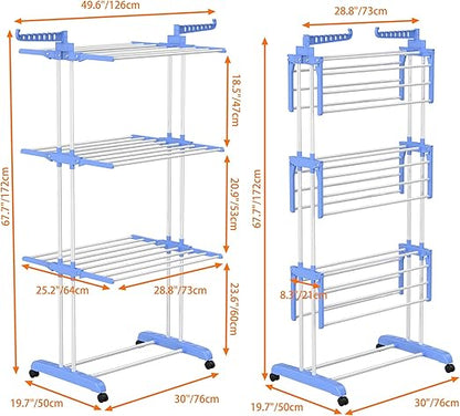 4 Tier 67'' Clothes Drying Rack Rotation Folding Laundry Hanger Organizer Stand