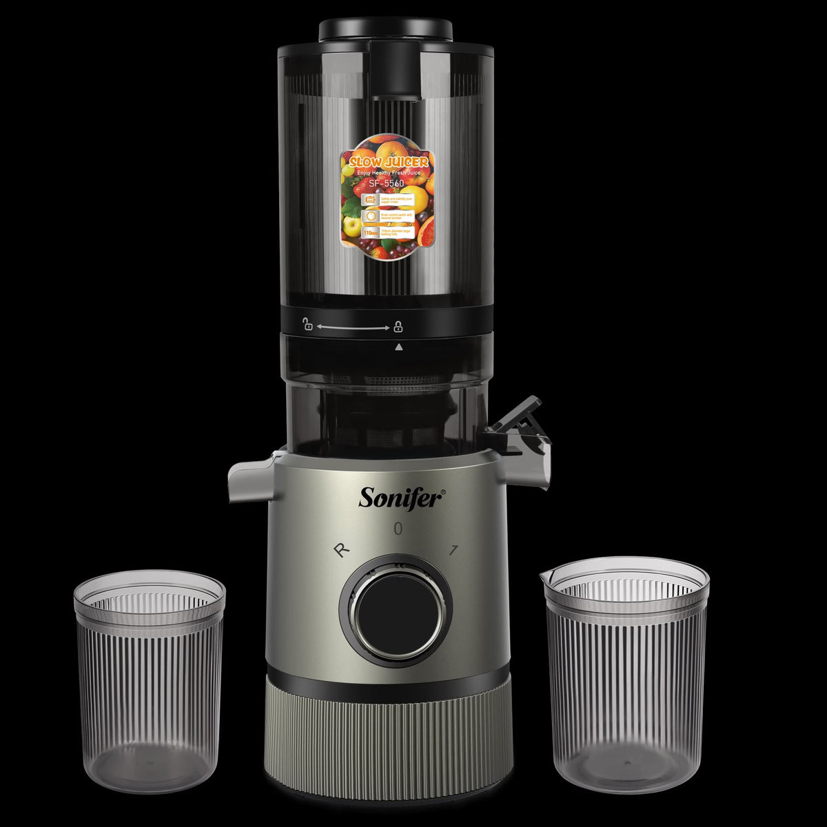 Sonifer SF-5560 Slow Juicer 150W – 110RPM Cold Press Juicer with Reverse Function & 700ml Juice Cup