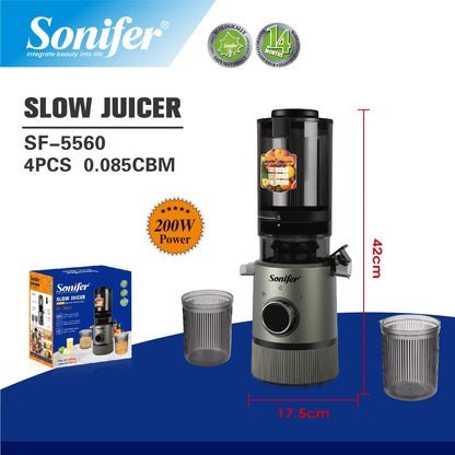 Sonifer SF-5560 Slow Juicer 150W – 110RPM Cold Press Juicer with Reverse Function & 700ml Juice Cup