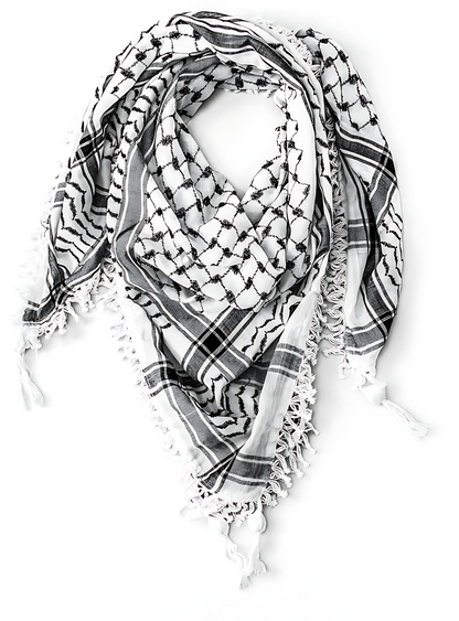 Classic Palestinian Keffiyeh Scarf – Black & White Arabic Shemagh with Tassels