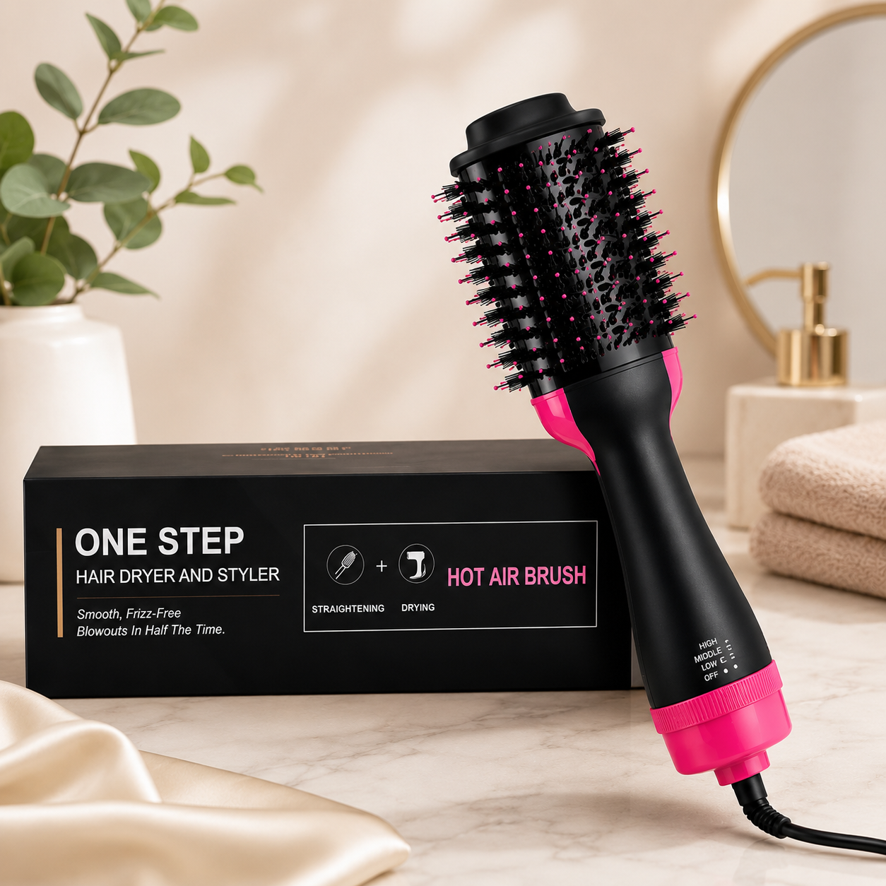 One Step Hot Air Brush Hair Dryer & Volumizer | 3-in-1 Hair Dryer, Straightener & Styler