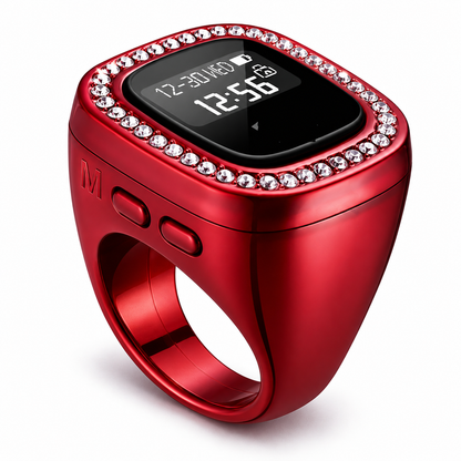 Luxury Diamond Zikr Ring – Premium Smart Tasbih Counter with Crystal Accents & OLED Digital Display