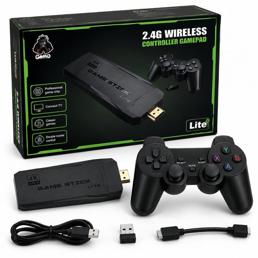 2.4G Wireless Game Stick Lite 4K HDMI Retro Video Game Console – Dual Wireless Controllers | Plug & Play | 20,000+ Classic Games