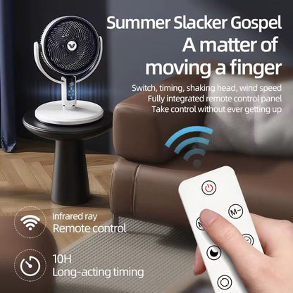 Portable Wireless Rechargeable Camping Fan with LED Display | Adjustable Height Floor & Table Fan | USB Rechargeable Outdoor Cooling Fan