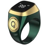 Digital Tasbih Zikr Ring – Blue & Gold