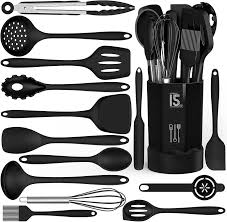 12PCS Silicone Cooking Utensil Set with Holder | Heat-Resistant Kitchen Gadgets & Tools | Non-Stick, Non-Toxic Wooden Handle Cookware Turner Spatula Set