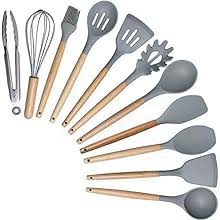 12PCS Silicone Cooking Utensil Set with Holder | Heat-Resistant Kitchen Gadgets & Tools | Non-Stick, Non-Toxic Wooden Handle Cookware Turner Spatula Set