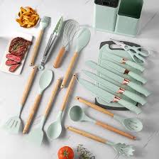 12PCS Silicone Cooking Utensil Set with Holder | Heat-Resistant Kitchen Gadgets & Tools | Non-Stick, Non-Toxic Wooden Handle Cookware Turner Spatula Set