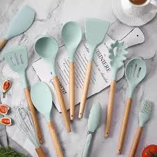 12PCS Silicone Cooking Utensil Set with Holder | Heat-Resistant Kitchen Gadgets & Tools | Non-Stick, Non-Toxic Wooden Handle Cookware Turner Spatula Set