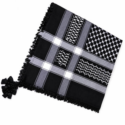 Traditional Cotton Keffiyeh Scarf 50x50 Inch – Red & White Checkered Shemagh with Tassel