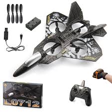L0712 Remote Control Fighter Jet Drone – 2.4G RC Stunt Airplane with Colorful LED Lights & 360° Flip – Blue/Gray