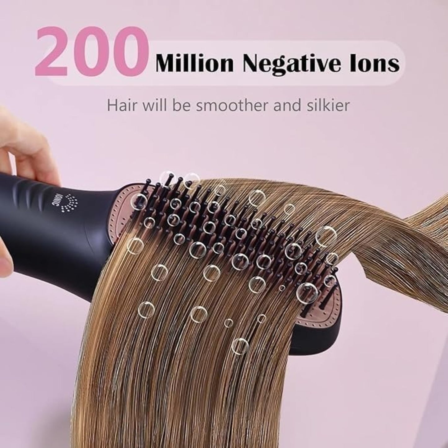 Professional Ionic Hair Straightener Brush – 2-in-1 Hot Air Comb with 200 Million Negative Ions & Anti-Scald Design