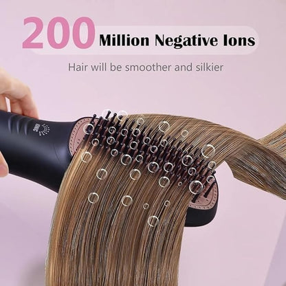 Professional Ionic Hair Straightener Brush – 2-in-1 Hot Air Comb with 200 Million Negative Ions & Anti-Scald Design