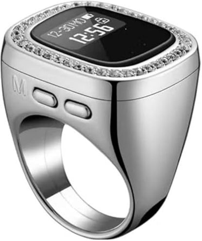 Luxury Diamond Zikr Ring – Premium Smart Tasbih Counter with Crystal Accents & OLED Digital Display