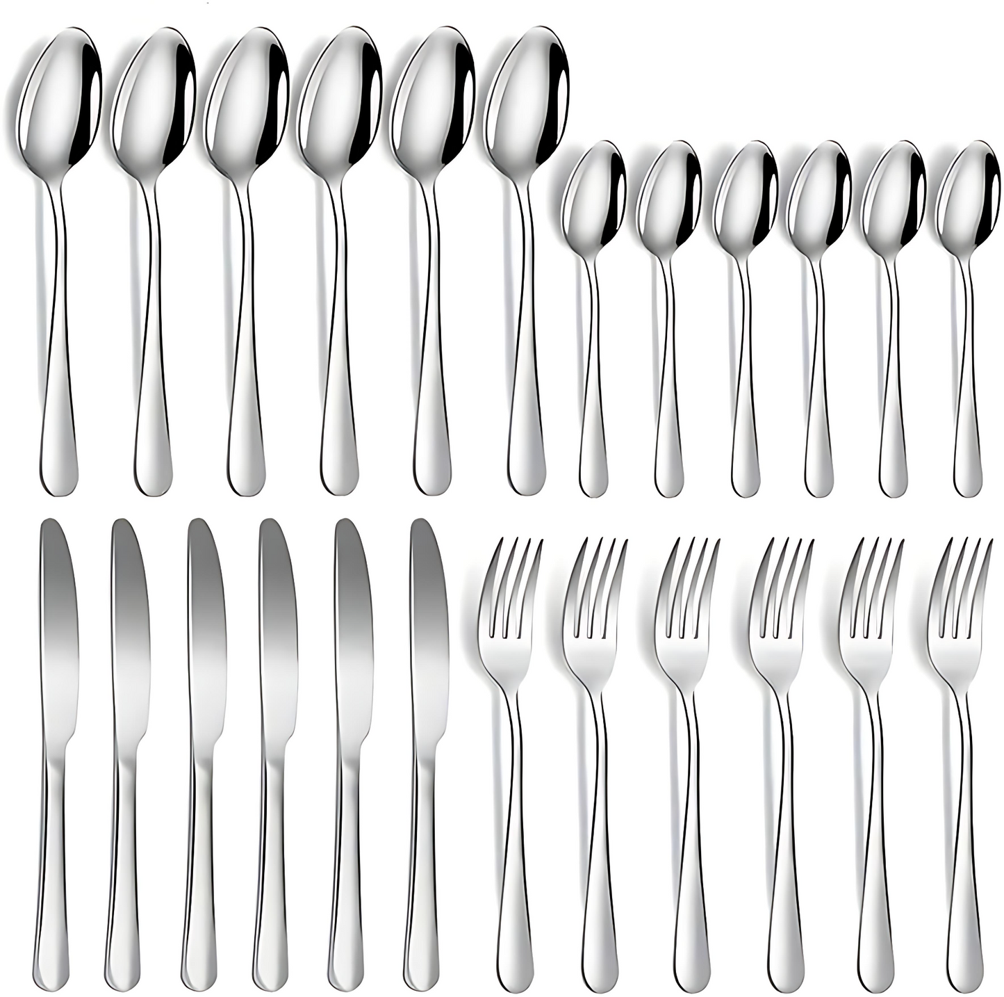 Premium 24-Piece Stainless Steel Cutlery Set with Hanging Display Stand – Elegant Silverware Flatware Set with Gift Box