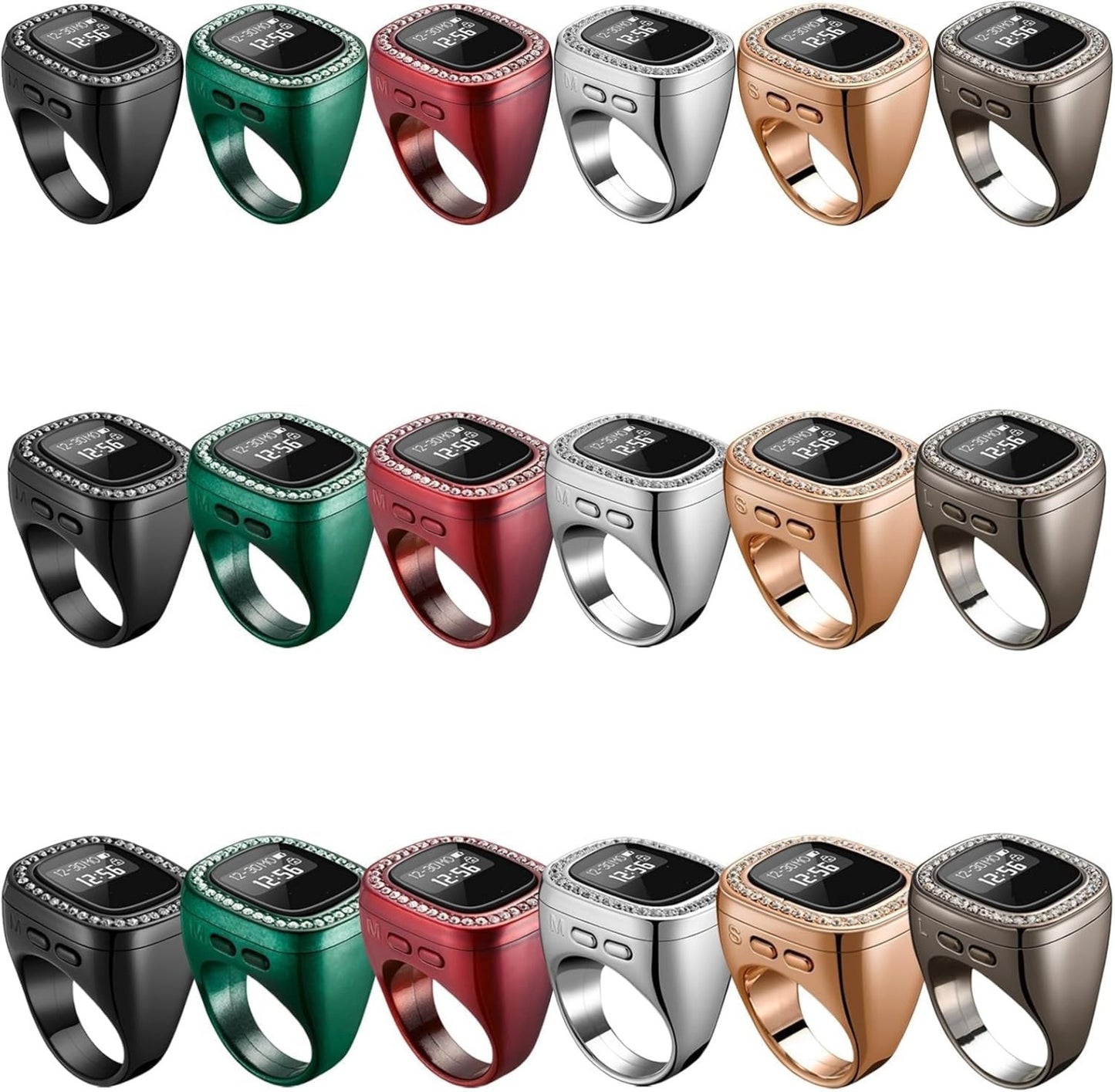 Luxury Diamond Zikr Ring – Premium Smart Tasbih Counter with Crystal Accents & OLED Digital Display