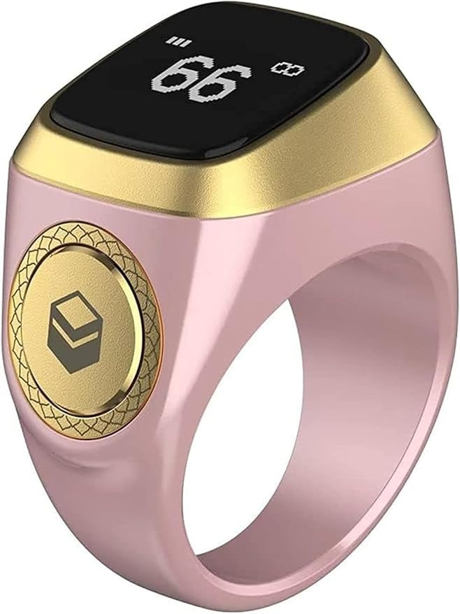 Digital Tasbih Zikr Ring – Blue & Gold