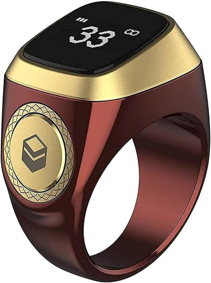 Digital Tasbih Zikr Ring – Blue & Gold