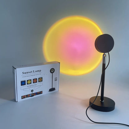Sunset Projection Lamp | USB LED Rainbow Sunset Light Projector with Adjustable Brightness & 360° Rotation | Mood Light for Bedroom, Photography & Home Decor