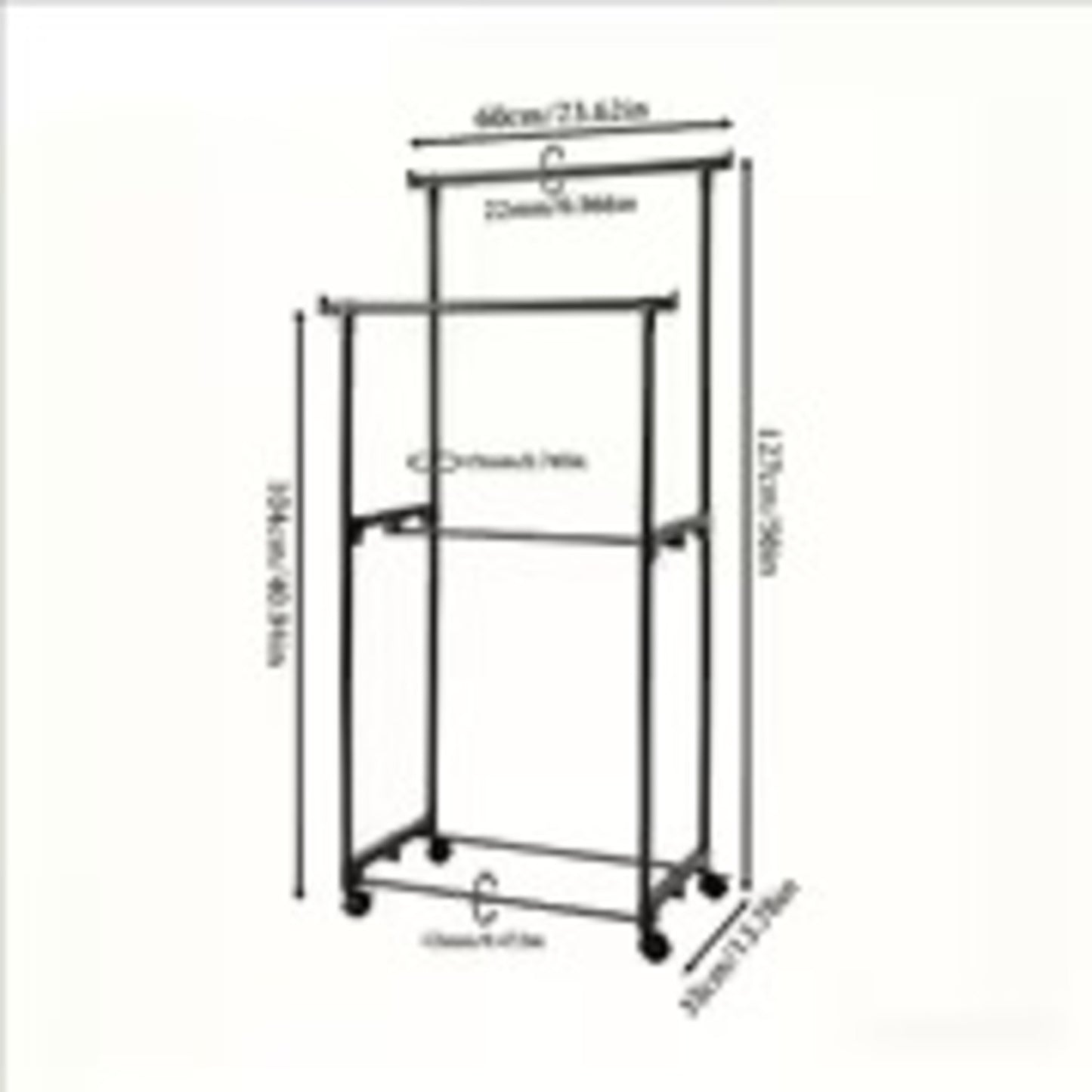 Double-Pole Heavy Duty Garment Rack – Adjustable Rolling Clothes Organizer with Shoe Rack & Side Hooks – Matte Black