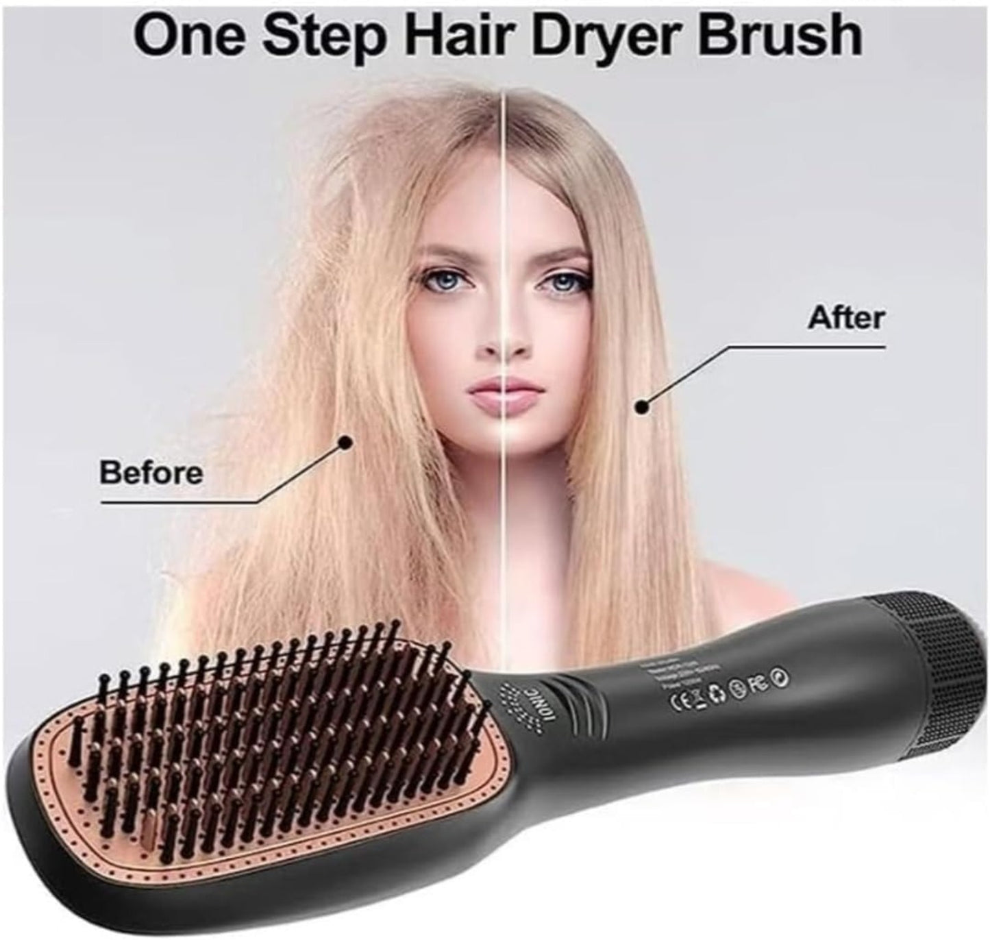 Professional Ionic Hair Straightener Brush – 2-in-1 Hot Air Comb with 200 Million Negative Ions & Anti-Scald Design