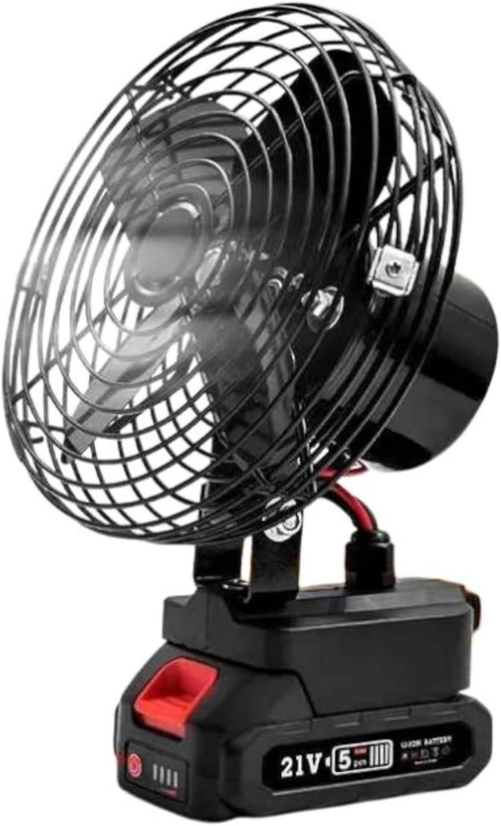 21V Lithium Electric Power Fan – Portable Cordless High-Velocity Industrial Fan with Rechargeable Battery & 2-Speed Control