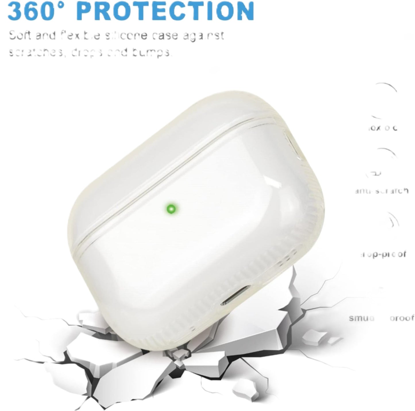 Premium Transparent Silicone Case for AirPods Pro 2 – 360° Full Protection Clear Cover – Shockproof & Anti-Scratch