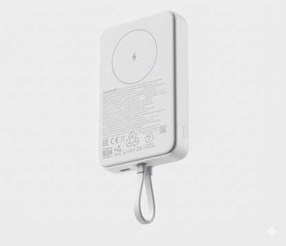 10000mAh Magnetic Wireless Power Bank with 33W Fast Charging & Built-In Cable