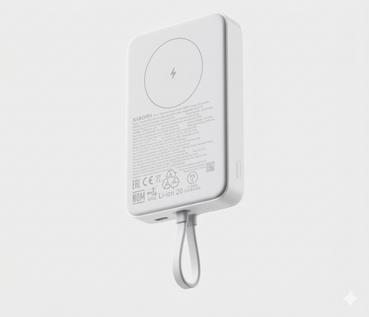 10000mAh Magnetic Wireless Power Bank with 33W Fast Charging & Built-In Cable
