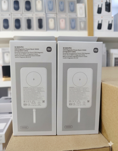 10000mAh Magnetic Wireless Power Bank with 33W Fast Charging & Built-In Cable